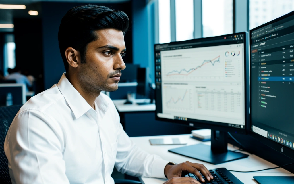 Analyst reviewing data